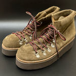 Free People Durango Olive Tan Suede Leather Lace Up Platform Hiker Boots Size 39 Photo 0