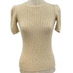 Courreges Vintage Sweater Short Sleeve Ribbed Knit Logo Beige Cream Size 0 XS Yellow Photo 0