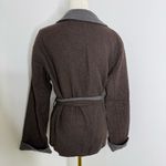 Made in Italy Wool Cashmere Cardigan Jacket Brown Gray Contrast Tie Belt Size 8 Photo 3