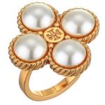 Tory Burch New Size 8 ROPE CLOVER RING IN GOLD Brand new with Tag Photo 8