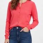 J.Crew The Caryn Cardigan Coral Button Up Long Sleeve Cotton Sweater Size L Photo 0