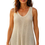 CAbi  Y2K Crochet Loose Knit Tunic Cream Size S Beach Boho Vacation White Lotus Photo 0