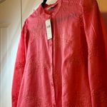 Anthropologie NWT Pilcro Embroidered Button Down Blouse Coral Petite LP Career # Pink Size undefined Photo 3