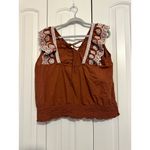 Brown Sleeveless‎ Embroidered Top With Lace Detail & Tie Back Size 2X White Size M Photo 3