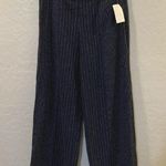 Rebecca Taylor  Navy Striped Wool Blend Wide Leg Pants Photo 0