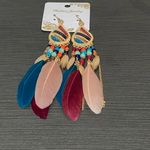 Hook Earrings Beaded Jewelry Long Vintage Dangle Earrings for Banquet or Wedding Red Photo 3