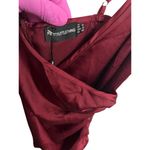 Pretty Little Thing NWT Dress Womens Sz 8 Burgundy Ruched Slip Chic Asymmetrical Photo 3