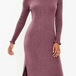 Loft  Mock Neck Midi Sweater Dress Regal Plum Side Slit Long Sleeve Stretch Sz M Photo 0