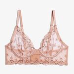 ETAM NACRE Embroidered Tulle Balconette Bra 34C Tan Size 32 C Photo 0