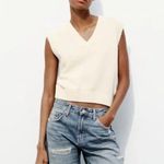 ZARA Cream Cotton Blend Knit Sweater Vest Photo 0