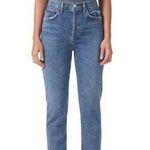 AGOLDE Riley High Rise Straight Crop Denim Jeans Button Fly In Frequency 27 Photo 0