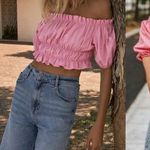 ZARA Off Shoulder Ruffle Milkmaid Top Bubblegum Pink Medium Bloggers Fave Smocke Photo 0