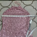 Edikted  Sparkling Pink Sequin Open Back Halter Mini Dress, size large Photo 6