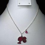 Mattel Silver Tone and Pink Enameled Barbie Silhouette with Pink Rhinestone Neck Photo 0