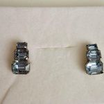 Austrian Glass Blue Emerald Shape Rhinestone Vintage Statement Earrings Photo 0