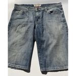 Just USA Blue Distressed Blue Ultra Mid Long Short Jean Shorts Women’s Sz 13 Photo 1