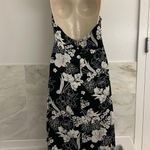 Lulus Black & White Floral Satin Halter Midi Dress Photo 9