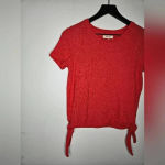 Madewell  Red Orange‎ Short Sleeve Top With Side Ties Size XXS Photo 3