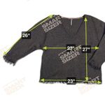 Free People  Wool Blend Slubby Fringe V-Neck Sweater Gray-Brown-Black Size S Photo 7