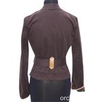 Cache  Brown Cotton Suede Removable Belt Leather Trim Jacket Top Stretch $188 NWT Photo 3