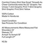 Comfort Colors Shirt Size Small "Smooth As Cheer Central Bursties No.22" Graphic Tee Unisex T-shirt Photo 1