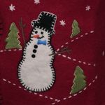 Coldwater Creek VTG  Wool Full Zip Vest Size M Snowman Cabincore Ugly Christmas Photo 2