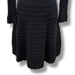 Kate Spade Size S Knit Pointelle Dress Black Ruffle Neck Sleeves Cocktail Photo 6