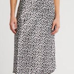 Bebe Floral Daisy Printed Satin Cowl Neck Midi Dress Black White Medium Dainty Photo 0