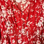Red floral long sleeve midi dress Size XL Photo 3