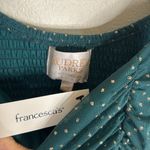 Francesca's Audrey parks Francesca’s Kelly Ruched Lurex Dot Dress in green size medium Photo 7