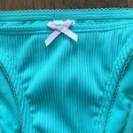 Forever 21 NWT  teal ribbed bow coquette bikini bottoms - M  Photo 1