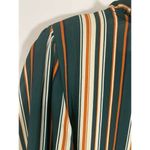 Haute Monde Women's Blouse Puff Long Sleeve Smocked Cuff Pinstripes Green Small Photo 8