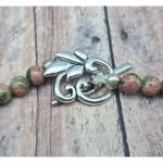 None Artisan Boho Unakite Natural Stone Beaded Collar Bib Necklace Toggle Clasp 18" Photo 9