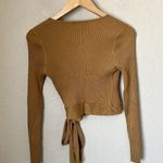 MINKPINK Brown Gold Ribbed Wrap Top Photo 8