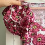 ZARA Puff Off the Shoulder Sleeve Smocked Mini Dress in Pink Daisy size M Photo 6