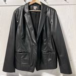 Chico's Blazer Jacket Women Size 18 Black Professional Faux Leather Edgy Evening Photo 0