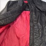 Black Faux Leather Jacket with Pink Lining Size L Photo 8