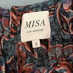 MISA Los Angeles Misa Suki Cerulean Flora Metallic Chiffon Floral Ruffle Midi Dress Photo 6