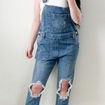 Celebrity Pink  Blue Stretch Denim Overalls Distressed Large Photo 3
