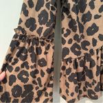 Altar'd State Animal Print V Neck Blouse Shirt Size Medium Brown Black Ruffle Photo 1