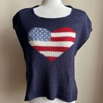 Wooden Ships  Paola Buendia Heart Flag Sleeveless Knit Lightweight Top Navy Photo 0