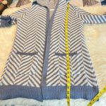 89th and Madison Open Front Long Cardigan Women’s Size Small Chevron Fuzzy Pockets Photo 11