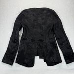 Free People  Blazer Jacket Textured Open Front Fitted Black‎ Size 10 Photo 4