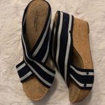 Lucky Brand Miller Nautical Navy Blue Striped Cork
Wedge Sandals Women's Sz 10 Photo 3