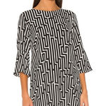 H&M GP & J Baker x  Patterned Woven 3/4 Sleeve Trumpet Sleeves‎ Dress Size 8 Photo 0