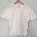 Liz Claiborne  100% Cotton Crochet Open Knit Short Sleeve Sweater White Nautical Photo 0