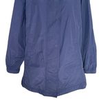 Eileen Fisher Women’s Lightweight Rain Jacket Blue Hooded Zip Snap Pockes Photo 2