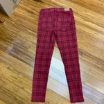 American Eagle  Red Black Plaid Hi Rise Jegging Pants Jeans Women's Size 4 Short Photo 3