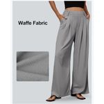 NEW High Waisted Career Waffle Dress Pants Trousers Pockets S Gray Photo 3