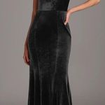 Azazie Black Velvet Floor Length Gown Photo 3